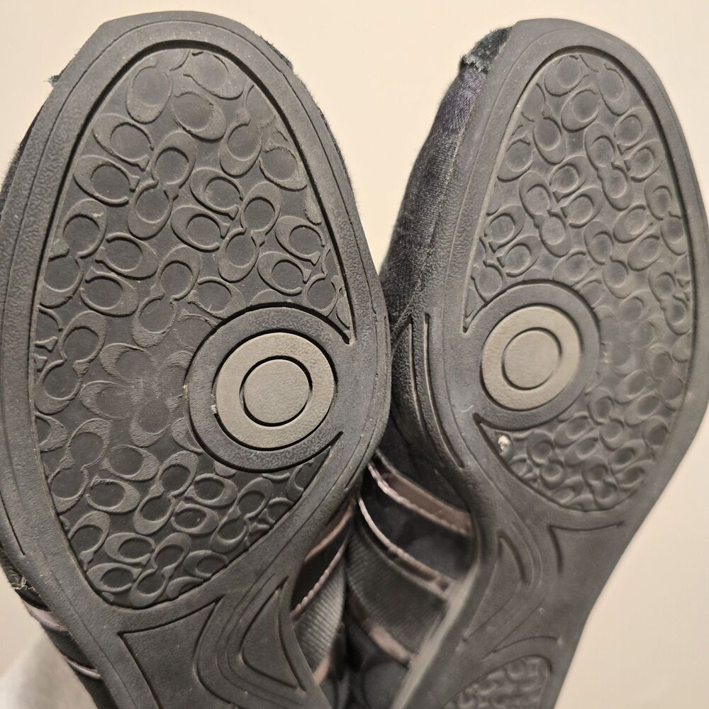 Coach Canvas Signature Logo Lace up Low Top Black Sneakers Shoes US 10B Womens - Picture 15 of 16